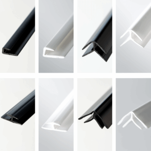 8 pictures of the different PVC joiner profiles that are available.