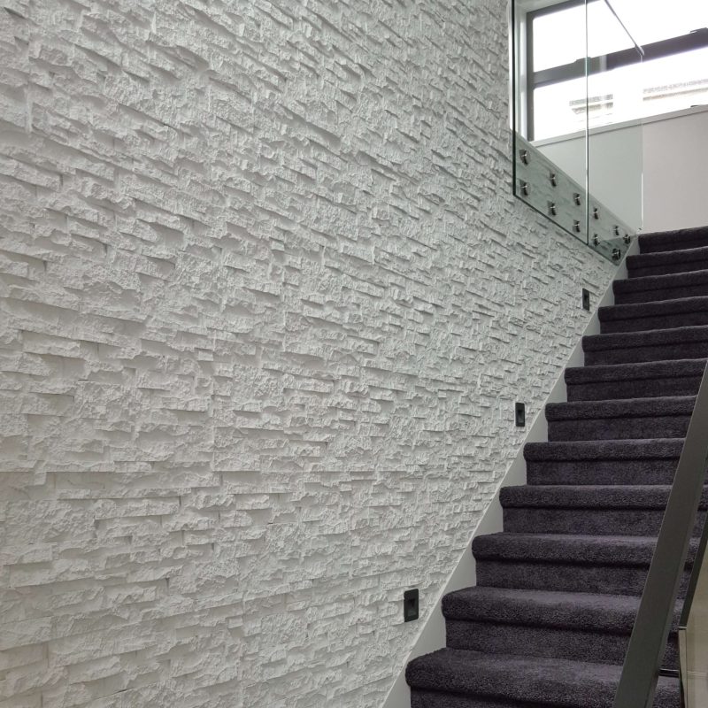 Stack Stone White RockPanel Staircase